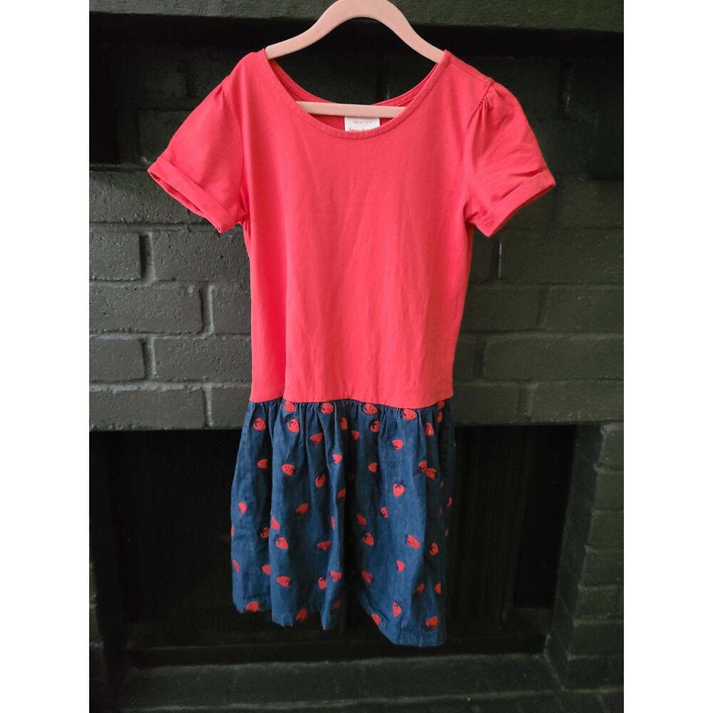 Hanna Andersson
Red blue dress with embroidered strawberries
Size 10
